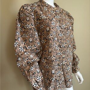 LOFT Brown and Black Patterned Blouse
